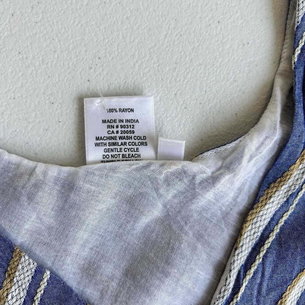 Parsley & Sage Coastal Cottage Midi Dress Womens M Lagenlook Flowy Layers Blue - Picture 8 of 12